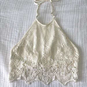 *Worn Once* Express size S Halter-Tie Backless Lace Top